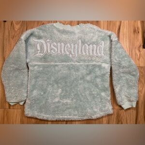 Disneyland SPIRIT JERSEY Sherpa Youth L Large Sweater Soft Fuzzy Shiny Aqua